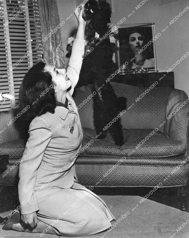 crp-11866 1944 candid Tamara Toumanova playing with her poodle dog Bela crp-11866