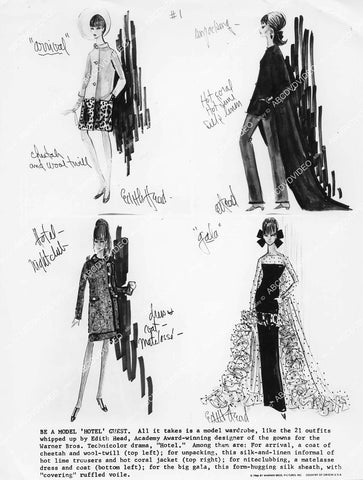 crp-11884 1967 Edith Head quad costume wardrobe sketch film Hotel crp-11884