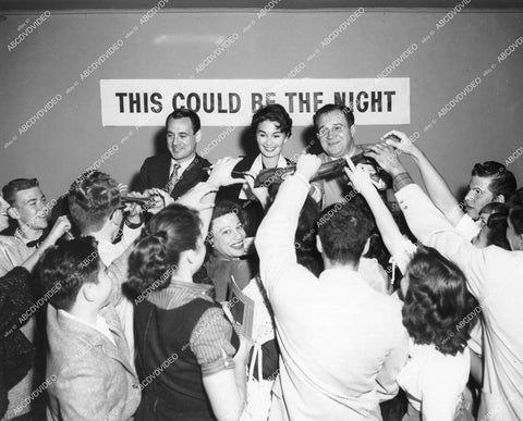 crp-11933 1957 disc jockey Al Jarvis, Jean Simmons, Ray Anthony sig autographs for fans promo film This Could Be the Night crp-11933