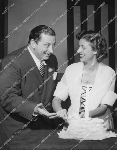 crp-11950 1942 Tom Shirley, Elizabeth Reller w 1 year birthday cake CBS radio show Armstrong's Theatre of Today crp-11950