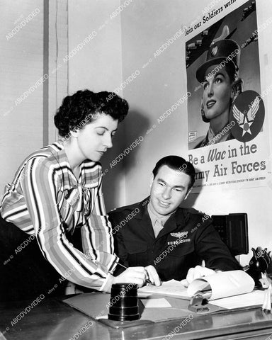 crp-11972 1943 genuine WWII war hero maybe at Columbia Studios for war promo I think crp-11972