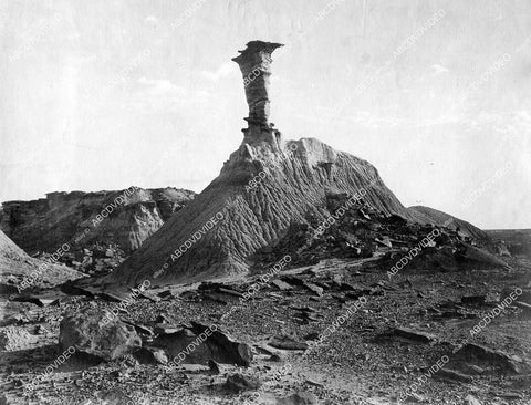 crp-12059 1930's scenic nature rock eroded by water balancing on mountain unknown National Park? crp-12059