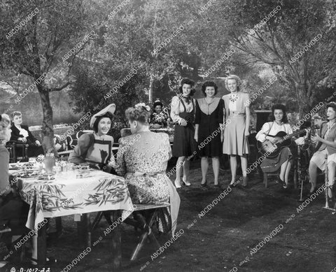 crp-12093 1944 Joan Davis, The Brian sisters at garden tea party film Beautiful But Broke crp-12093