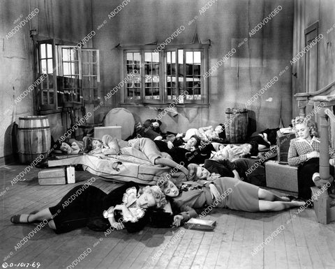 crp-12110 1944 Jane Frazee, Joan Davis, Judy Clark & the girls asleep in flop house film Beautiful But Broke crp-12110