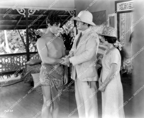 crp-12243 1929 shirtless Ramon Novarro, Donald Crisp in pith helmet, Renee Adoree silent film The Pagan crp-12243