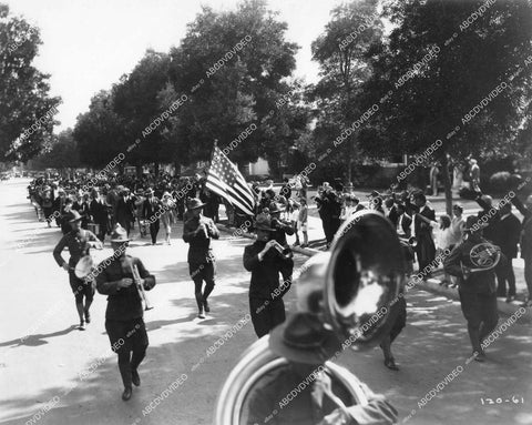 crp-12260 1928 USMC military band marching down the street silent film Heart Trouble crp-12260