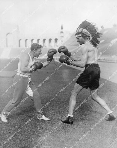 crp-12307 1930's boxer Johnny Adams in Native American Headdress at Los Angeles Coliseum crp-12307