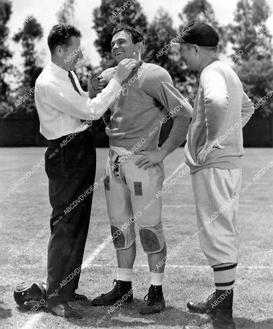 crp-12315 1942 candid Frankie Albert w makeup man Ted Larsonto & John Gallaudet film The Spirit of Stanford crp-12315