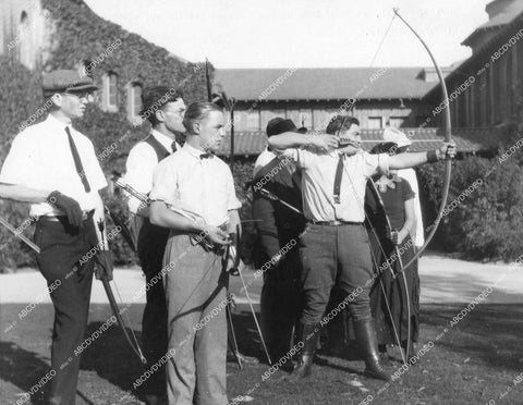 crp-12404 1930's historic Santa Barbara UCSB archery club Earl S Powell tests new long bow crp-12404