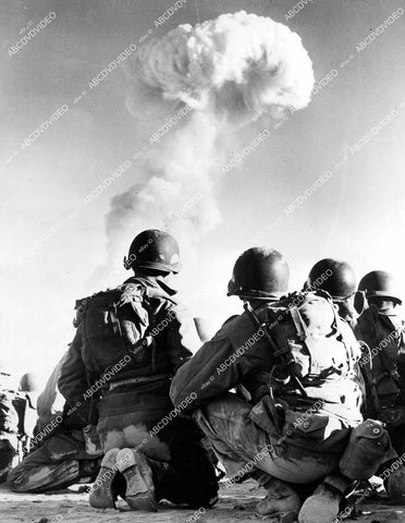 crp-12494 1951 members 11th airborne watch mushroom cloud atomic bomb blast in Nevada crp-12494