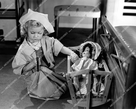 crp-12699 1940 cute little nurse Dorothy Anne Seese takes doll's temp & pulse film Out West with the Peppers crp-12699