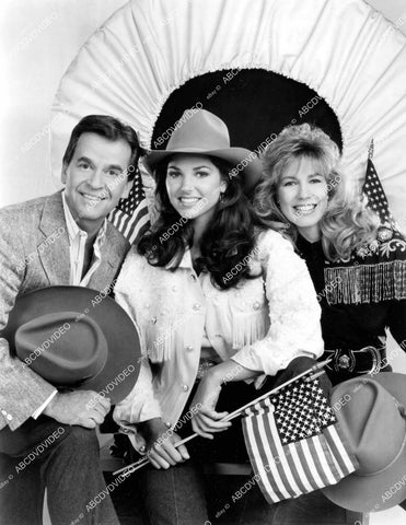 crp-12833 1990 Dick Clark, Gretchen Polhemus, Leeza Gibbons TV Miss USA Beauty Pageant crp-12833