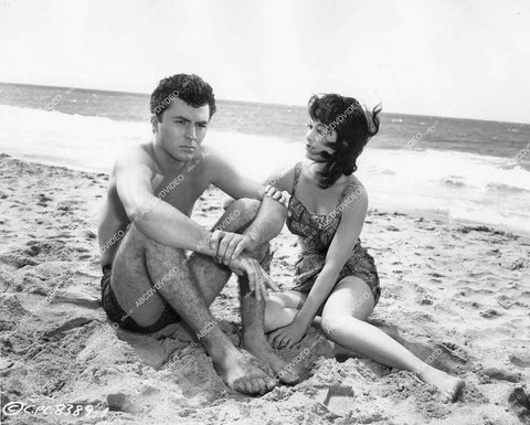 crp-13574 1957 James Darren, Joy Stoner in swimwear at the beach film The Tijuana Story crp-13574