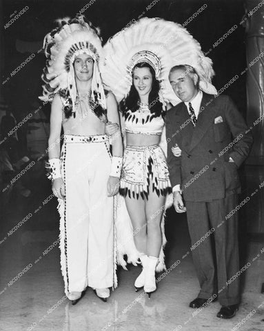 crp-13658 1939 ice skaters Roy Shipstad, Bess Ehrhardt, Louis B Mayer American Indian routine film Ice Follies of 1939 crp-13658
