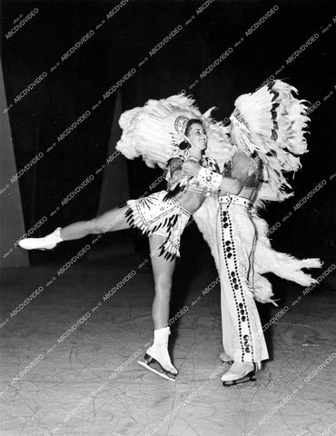 crp-13660 1939 ice skaters Roy Shipstad, Bess Ehrhardt American Indian routine film Ice Follies of 1939 crp-13660