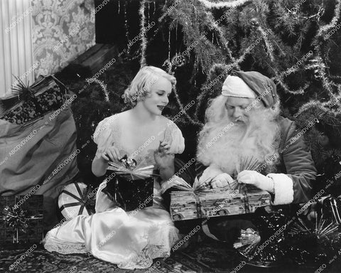 crp-13725 1937 pretty Marie Wilson under Christmas Tree w Santa Claus crp-13725