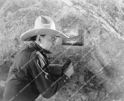 crp-13758 1937 Buck Jones painting on a rock film Smoke Tree Range crp-13758