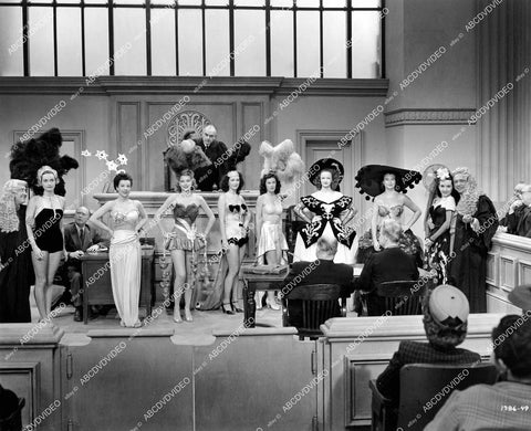 crp-14296 1945 beautiful chorus girl dancers "The Waitresses" great legs Ole Olsen, Chic Johnson film See My Lawyer crp-14296