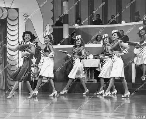 crp-14298 1945 beautiful chorus girl dancers "The Waitresses" musical finale film See My Lawyer crp-14298