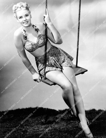 crp-14778 1944 sexy Angela Greene w great legs in swimwear sitting on a swing cool vintage pinup pose crp-14778