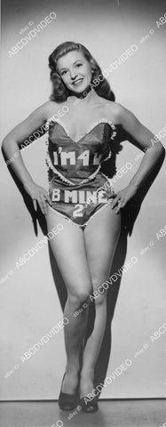 crp-01500 1945 vintage Valentine's Day pinup Ciro's singer dancer Shelley Mitchell in very skimpy bikini crp-01500