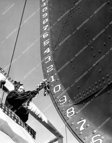 crp-15176 1937 Mrs William A. Irvin christens new ore freighter on Great Lakes crp-15176