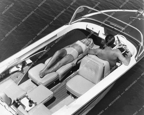 crp-15321 1960's sexy bikini babe Benita Burgen models new speedboat The Sea Aira Fiberglas Runabout by Alpex crp-15321