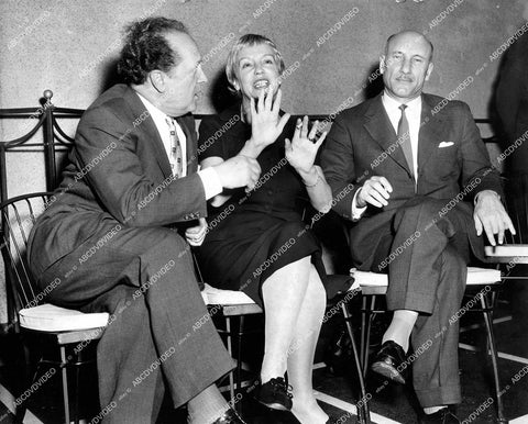 crp-15363 1958 Russian film group at Knickerbocker Hotel Georgrii Mdivani, Marina Ladynina, Sergei Gerasimov crp-15363