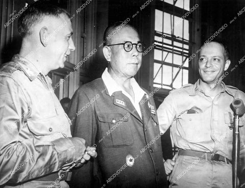 crp-15412 1945 WWII Gen Tomoyuki Yamashita faces war crimes charges w defense Harry Clarke & Adolph Reel crp-15412