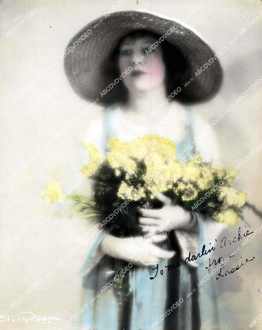 crp-16396 1920 hand tinted silent film star Justine Lassie Young w genuine autograph crp-16396