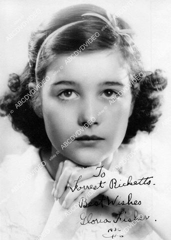 crp-16457 1936 child star Gloria Fisher portrait w genuine autograph crp-16457