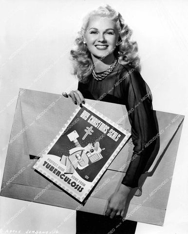 crp-18092 1944 lovely Adele Jergens does WWII postage stamp / bond drive for tuberculosis crp-18092