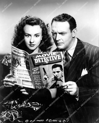 crp-18122 1940 cute Margaret Lindsay, William Gargan read detective magazine film Ellery Queen, Master Detective crp-18122