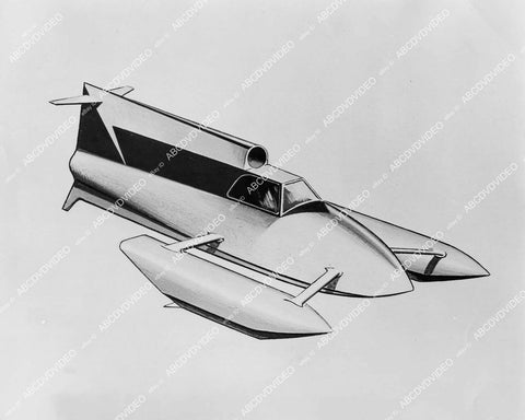 crp-01847 1957 artist conception of Top Secret Jet Boat Revealed hydroplane for world speed record crp-01847