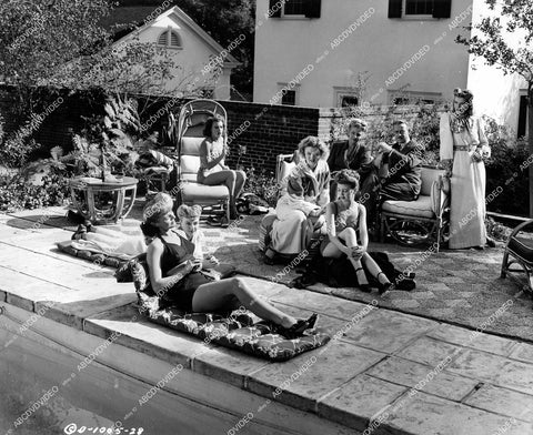 crp-18981 1944 swimsuit pool party babes Lynn Merrick, Anita Louise, Leslie Brooks, Evelyn Keyes, Marcia Mae Jones, Shirley Mills, Ann Harding film Nine Girls crp-18981