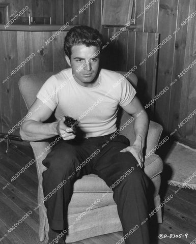 crp-02001 1955 handsome Vince Edwards w his pistol gangster film The Night Holds Terror crp-02001