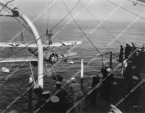 crp-02317 1931 biplane being hoisted onto ship MGM film Shipmates crp-02317