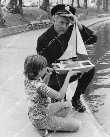 crp-02441 1975 George Kennedy and chiold put boat into Echo Park Lake TV The Blue Knight crp-02441