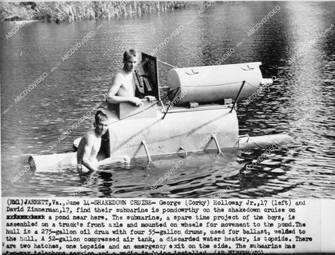 crp-02521 1950's teen boys George Corky Holloway, David Zimmerman build own submarine crp-02521