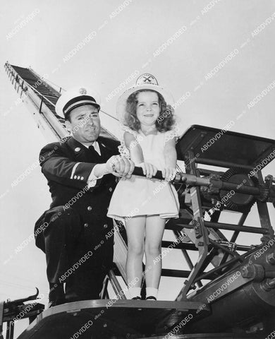 crp-02552 1940's cute little girl helps fireman raise ladder on vintage firetruck crp-02552