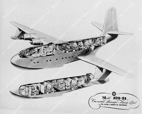 crp-02559 1944 aviation cutaway view Glenn L Martin Mars Flying Boat for commercial use crp-02559