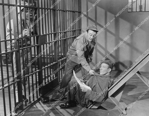 crp-02770 1953 Leo Gorcey, Huntz Hall in prison Bowery Boys film Clipped Wings crp-02770