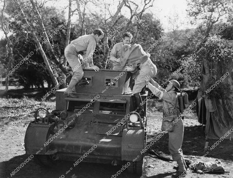 crp-03128 1942 Frank Jenks, Pierre Watkin, Roger Clark, Frank Sully in mini tank film Two Yanks in Trinidad crp-03128