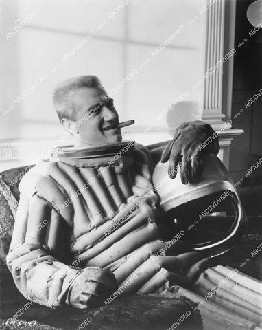 crp-03672 1959 candid Bill Edwards in space suit w cigar sci-fi film First Man Into Space crp-03672