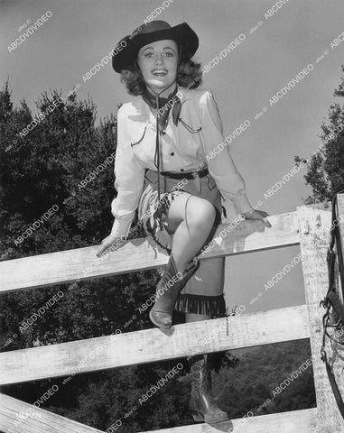 crp-03765 1930's cutie pie cowgirl Mary Lou Cook on the fence (Elisha Cook's wife) crp-03765