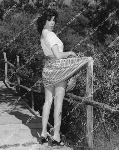 crp-04067 1958 sexy Bobi Bara Byrnes lifts up skirt stuck on fence film Night of the Quarter Moon crp-04067