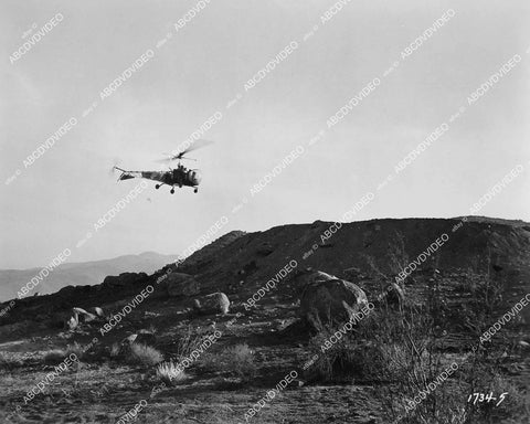 crp-04649 1953 photo helicopter checks out crash site sci-fi film It Came from Outer Space crp-04649