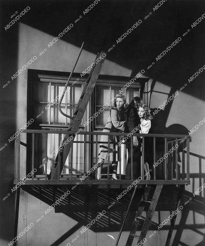 crp-05859 1941 Binnie Barnes, Walter Soderling, Joan Blondell on fire escape film Three Girls About Town crp-05859