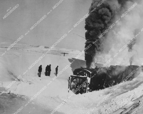 crp-05976 1949 trains Cheyenne, Wyo railroad engine w snow plow after huge blizzard crp-05976