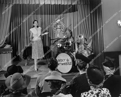 crp-06432 1946 Jinx Falkenburg w Joe Besser on his drum set film Talk About a Lady crp-06432
